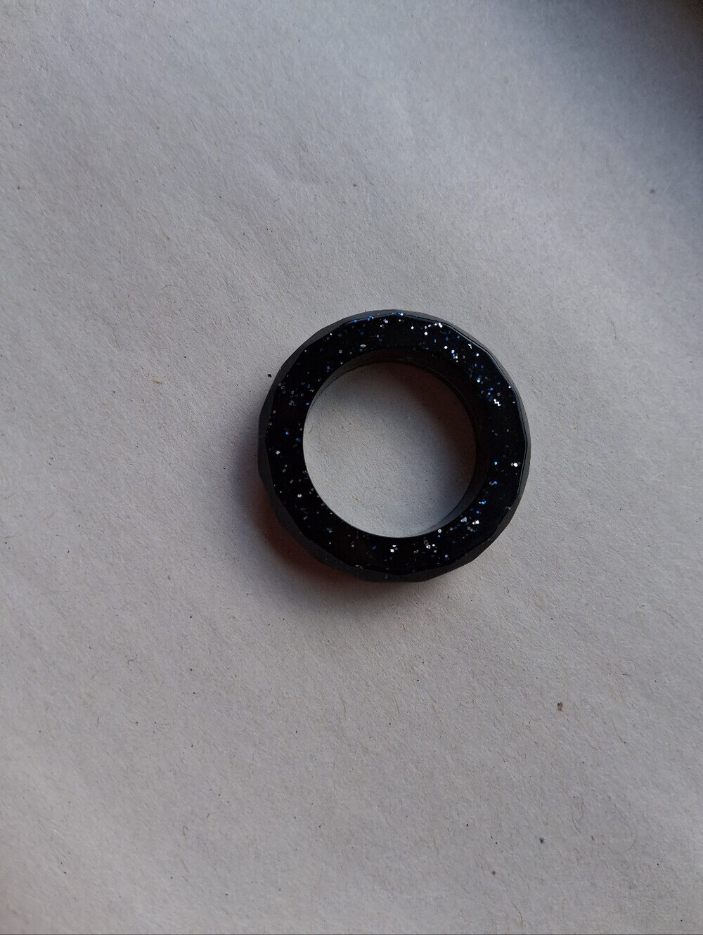 Hand Crafted Black Sparkle Resin Ring